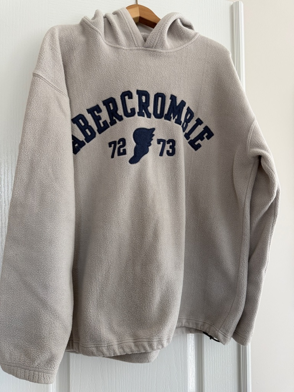 Abercrombie & Fitch Crewneck Hoodie - Light Gray with Navy Logo